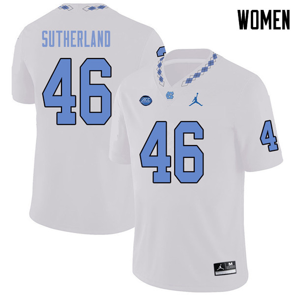 Jordan Brand Women #46 Bill Sutherland North Carolina Tar Heels College Football Jerseys Sale-White